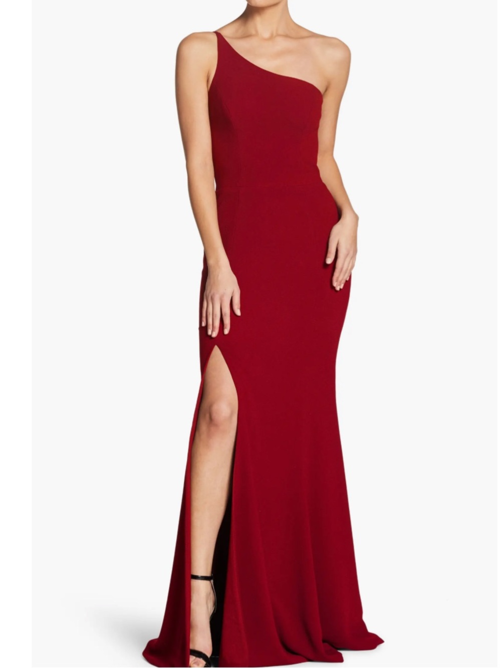 Dress the Population Amy One-Shoulder Crepe Garnet Gown Size L